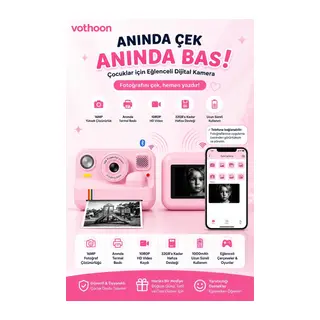 Çocuk Anında Baskılı Fotoğraf Makinesi 16mp Dijital Kamera 1080p Video Wifi Telefon Destekli