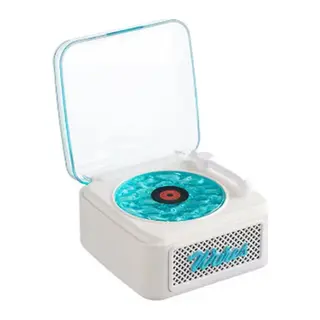 Nostalji Mini Plak Görünümlü Radyolu Bluetooth Hoparlör 3d Ses Dalgası Retro Müzik Plak Beyaz