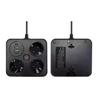Akım Korumalı Anahtarlı Priz - 3x Priz - 2x Usb - 2x Type-c - 2 Mt Kablo Hızlı Şarj Özellikli Siyah