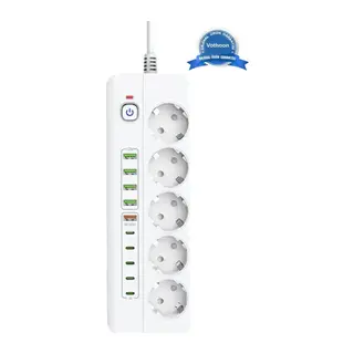 3500w Akım Korumalı 5’li Grup Priz: 5x Usb + 5x Type-c Çıkışlı (2 Metre)