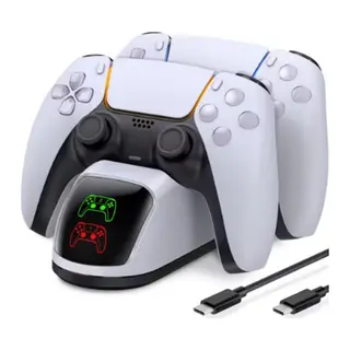 Ps5 Dualsense Uyumlu Çiftli Şarj İstasyonu Hızlı Şarj Standı Led Şarj Göstergeli