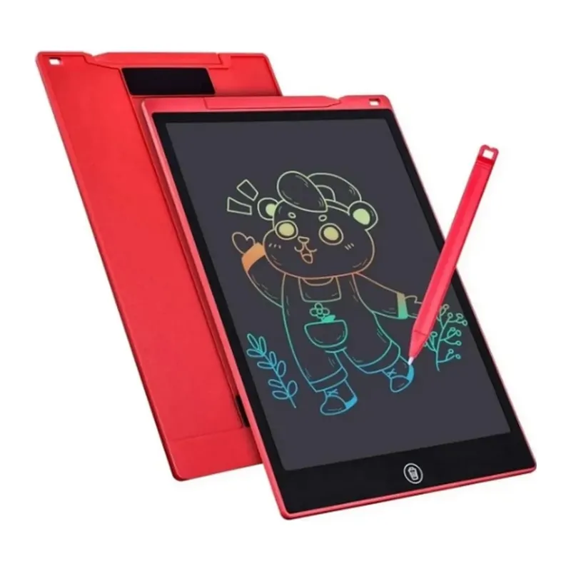 12 Inc Renkli Lcd Grafik Dijital Kalemli Çizim Tableti Yazı Tahta Not Yazma Eğitim Tableti Kırmızı