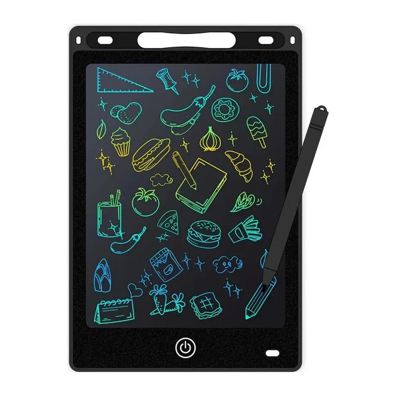 12 Inc Renkli Lcd Grafik Dijital Kalemli Çizim Tableti Yazı Tahta Not Yazma Eğitim Tableti Siyah