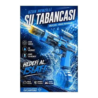 Sarjlı Otomatik Su Tabancası Led Işıklı Geniş Su Hazneli Gerçekçi Geri Tepme Efektli Uzak Menzilli