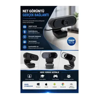 Webcam Orjınal 1080p Hd Konferans Kamera Dahili Mikrofon Görüntülü Sohbet Yayın Kamerası Hd Video Ae-112