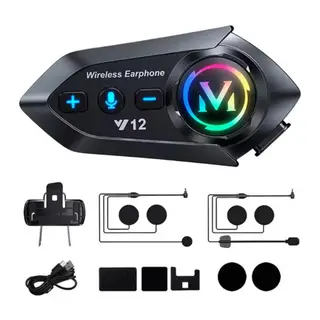 Y12 Motor Kask Kulaklık Rgb Modlu Radyolu Motosiklet Kulaklık 5.3 Bluetooth Intercom