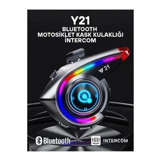 Y21 Rgb Işık Efektli Intercom Bluetooth Motosiklet Kask Kulaklığı Intercom Kulaklık