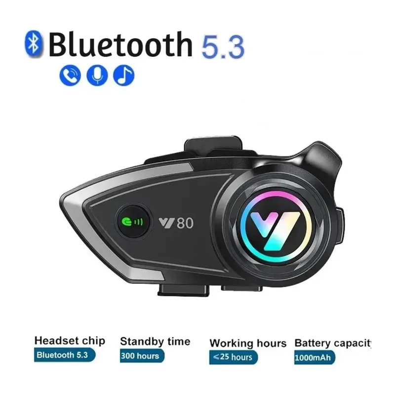 Y80 Motosiklet Kask Kulaklık Intercom Işıklı Motorsiklet Interkom