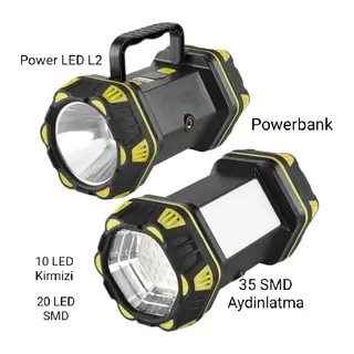 F.b.ı F-262 Yeni Güçlü Çift Taraflı Taşınabilir Spot Ve Işıldak Usb Powerbank Şarjlı Fener