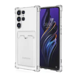 Galaxy S24 Ultra Kılıf Kart Şeffaf Silikon - Şeffaf