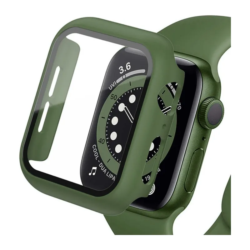 Watch 45mm Camlı Kasa Ekran Koruyucu - Koyu Yeşil