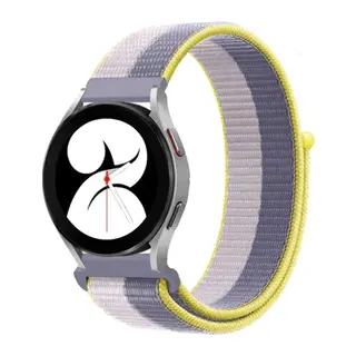 Galaxy Watch 4 Hasırlı Cırtcırtlı Kordon - Gri-beyaz