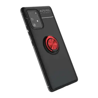 Galaxy A91 / S10 Lite Kılıf Range Yüzüklü Silikon - Siyah-kırmızı