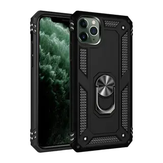 İphone 11 Pro Kılıf Sofya Yüzüklü Silikon Kapak - Siyah