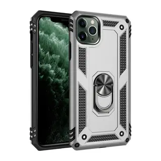 İphone 11 Pro Kılıf Sofya Yüzüklü Silikon Kapak - Gümüş