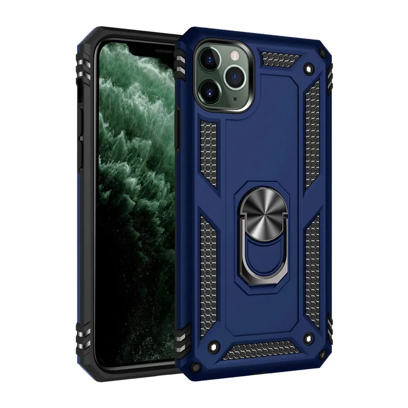İphone 11 Pro Kılıf Sofya Yüzüklü Silikon Kapak - Lacivert