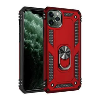 İphone 11 Pro Kılıf Sofya Yüzüklü Silikon Kapak - Kırmızı