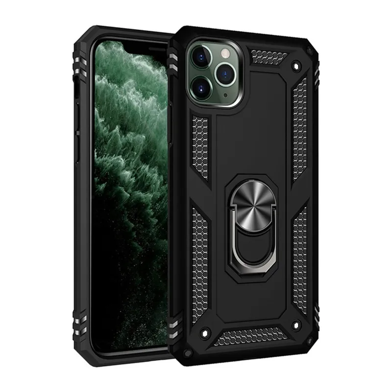 İphone 11 Pro Max Kılıf Sofya Yüzüklü Silikon Kapak - Siyah