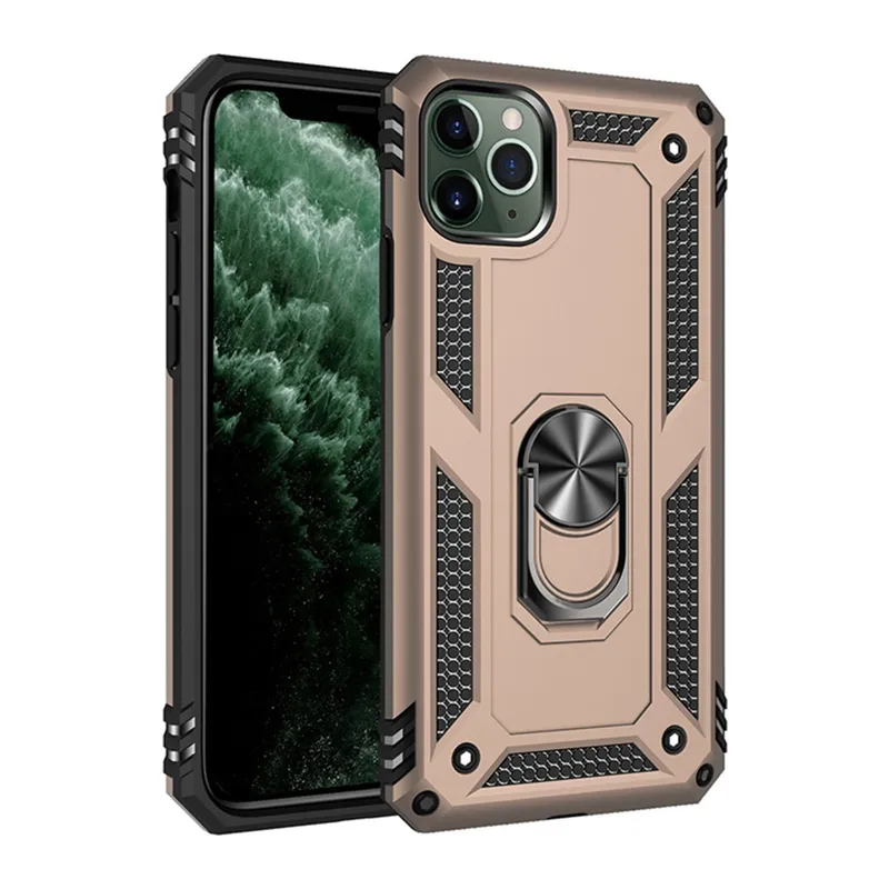 İphone 11 Pro Max Kılıf Sofya Yüzüklü Silikon Kapak - Gold