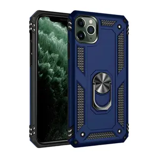 İphone 11 Pro Max Kılıf Sofya Yüzüklü Silikon Kapak - Lacivert