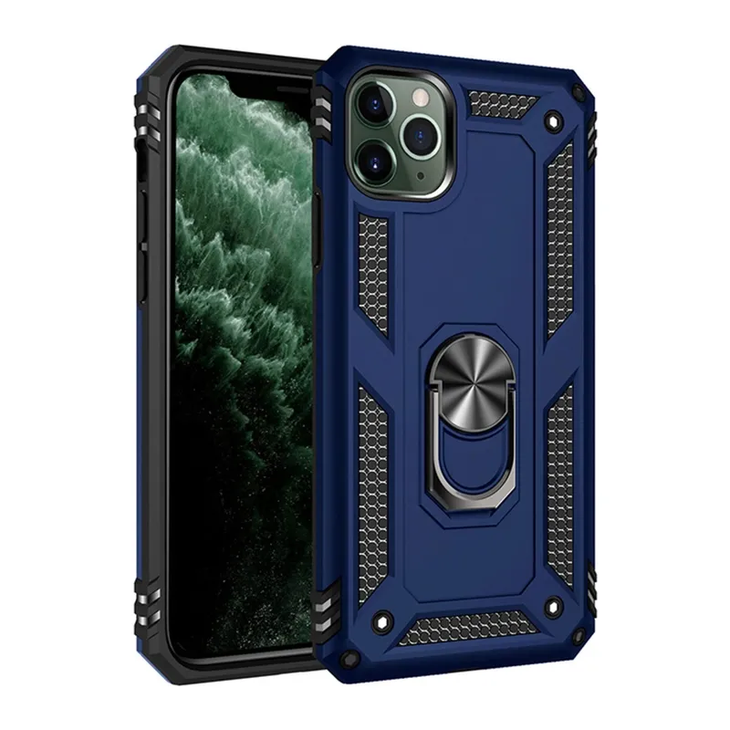İphone 11 Pro Max Kılıf Sofya Yüzüklü Silikon Kapak - Lacivert