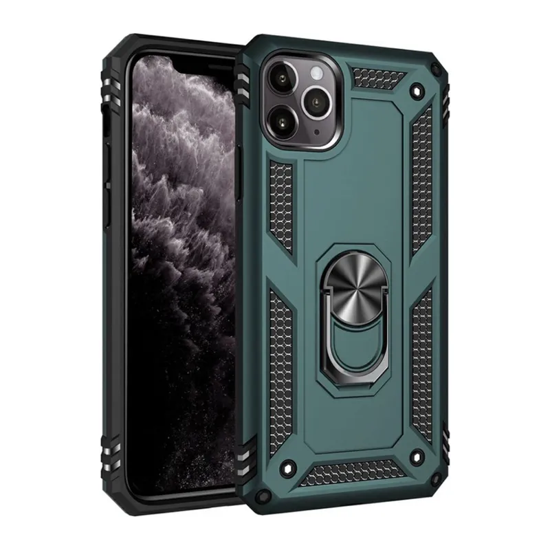 İphone 11 Pro Max Kılıf Sofya Yüzüklü Silikon Kapak - Yeşil