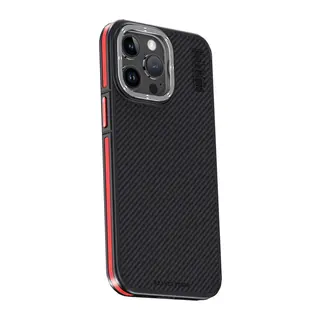 Joko İphone 15 Pro Kılıf Aramid 600d Kevlar Karbon Fiber Magsafe Kapak - Kırmızı