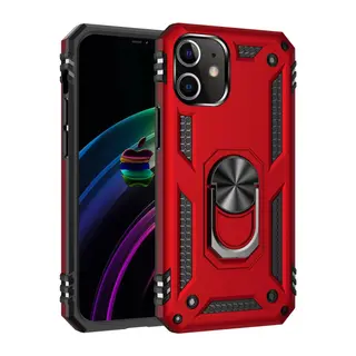 İphone 12 Mini Kılıf Sofya Yüzüklü Silikon Kapak - Kırmızı
