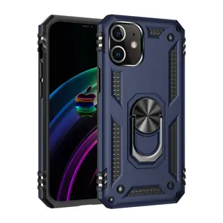 İphone 12 Mini Kılıf Sofya Yüzüklü Silikon Kapak - Lacivert