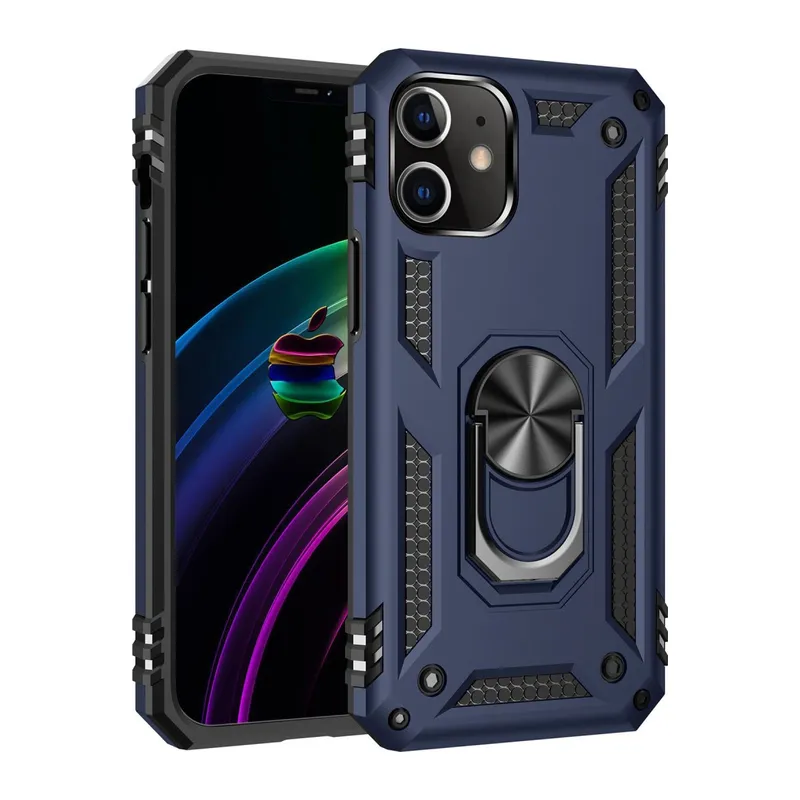 İphone 12 Mini Kılıf Sofya Yüzüklü Silikon Kapak - Lacivert