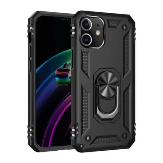 İphone 12 Kılıf Sofya Yüzüklü Silikon Kapak - Siyah