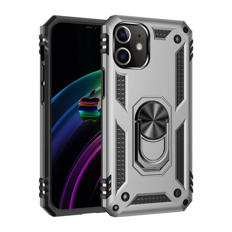 İphone 12 Kılıf Sofya Yüzüklü Silikon Kapak - Gümüş
