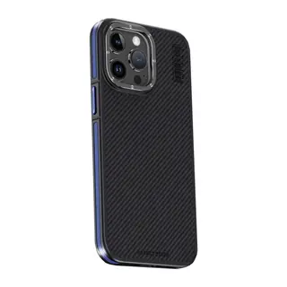 Joko İphone 15 Pro Max Kılıf Aramid 600d Kevlar Karbon Fiber Magsafe Kapak - Lacivert
