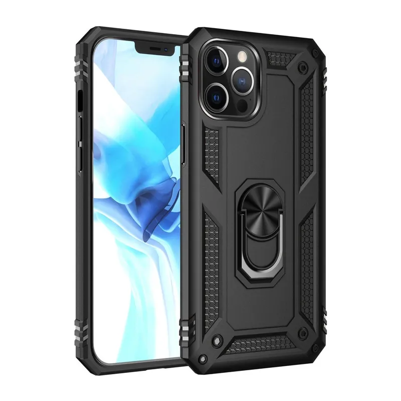İphone 12 Pro Max Kılıf Sofya Yüzüklü Silikon Kapak - Siyah