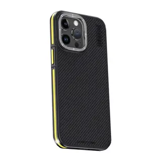 Joko İphone 15 Pro Max Kılıf Aramid 600d Kevlar Karbon Fiber Magsafe Kapak - Sarı