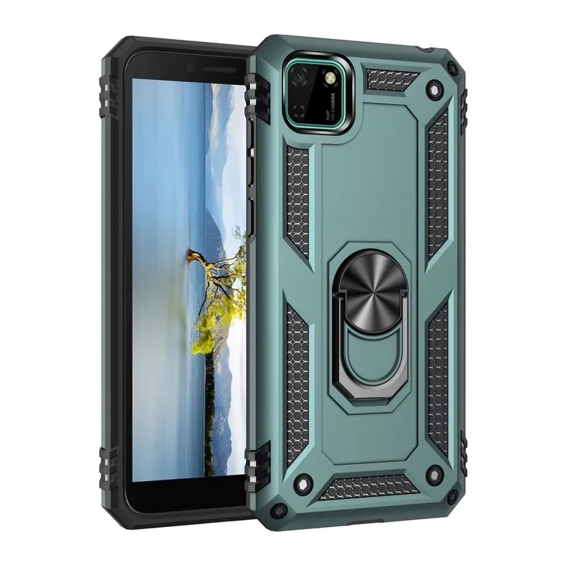 Huawei Y5p Kılıf Sofya Yüzüklü Silikon Kapak - Yeşil