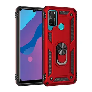 Huawei Y6p Kılıf Sofya Yüzüklü Silikon Kapak - Kırmızı