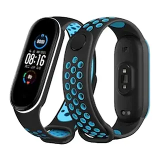 Xiaomi Mi Band 6 Spor Delikli Kordon - Siyah-mavi-beyaz