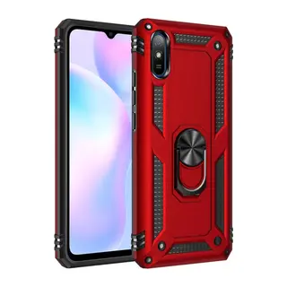 Xiaomi Redmi 9a Kılıf Sofya Yüzüklü Silikon Kapak - Kırmızı