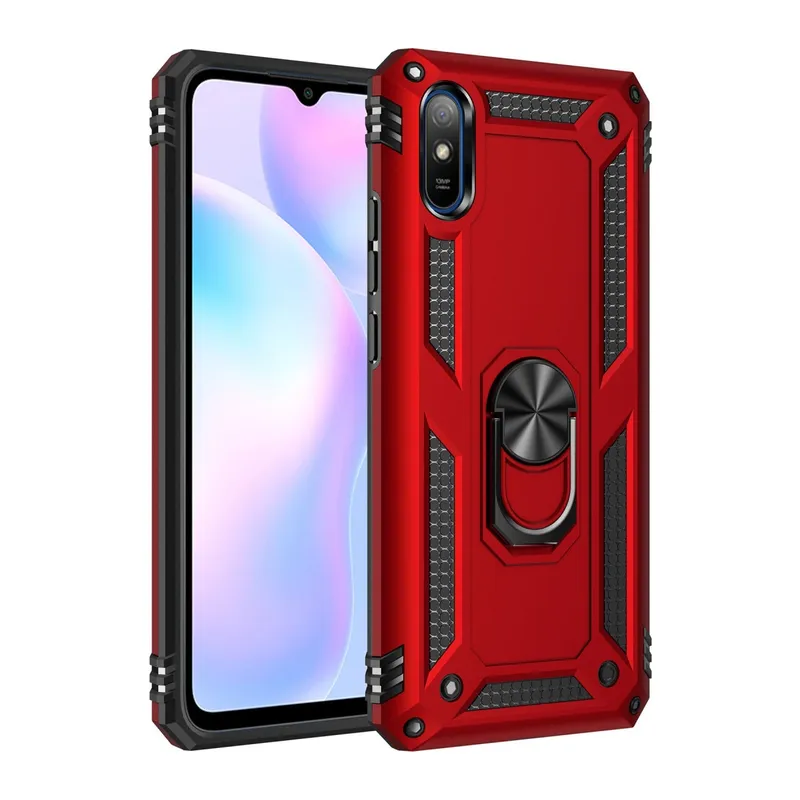 Xiaomi Redmi 9a Kılıf Sofya Yüzüklü Silikon Kapak - Kırmızı