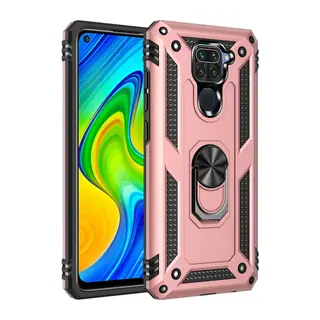 Xiaomi Redmi Note 9 Kılıf Sofya Yüzüklü Silikon Kapak - Rose
