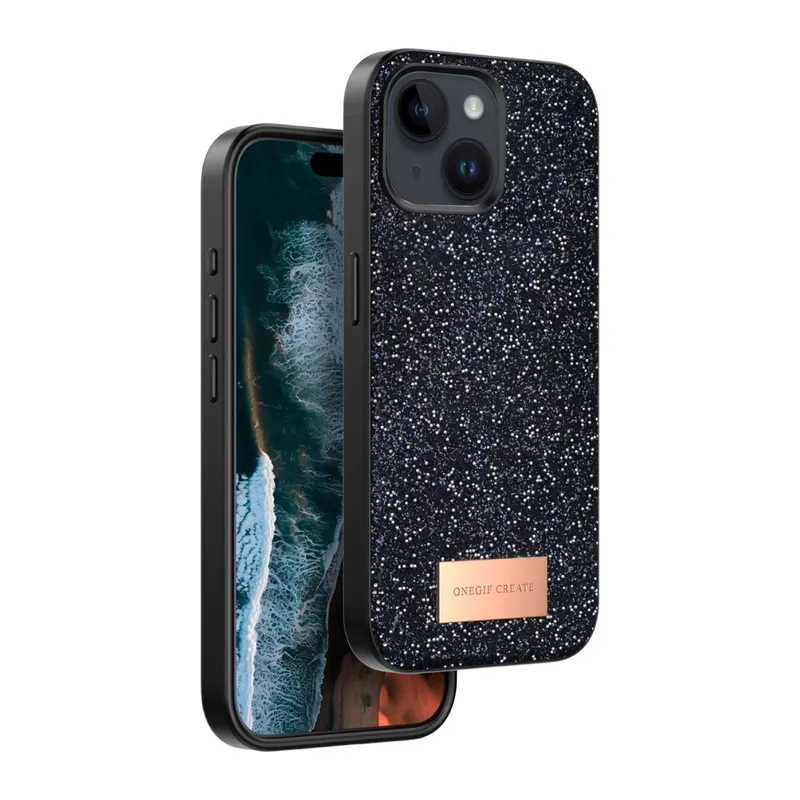 Onegif İphone 14 Bright Simli Kapak - Siyah