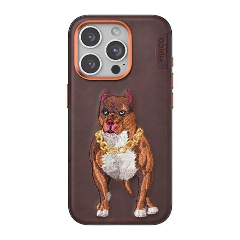 Venco İphone 15 Pro Perma Desenli Kapak - Kahverengi