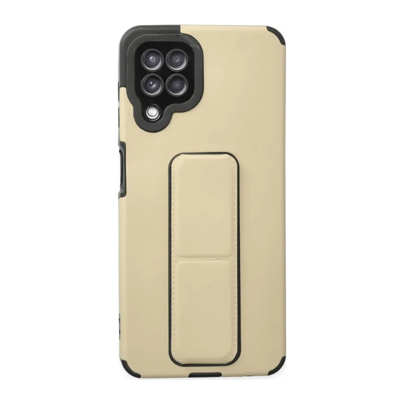 Galaxy A22 Kılıf Mega Standlı Silikon - Gold