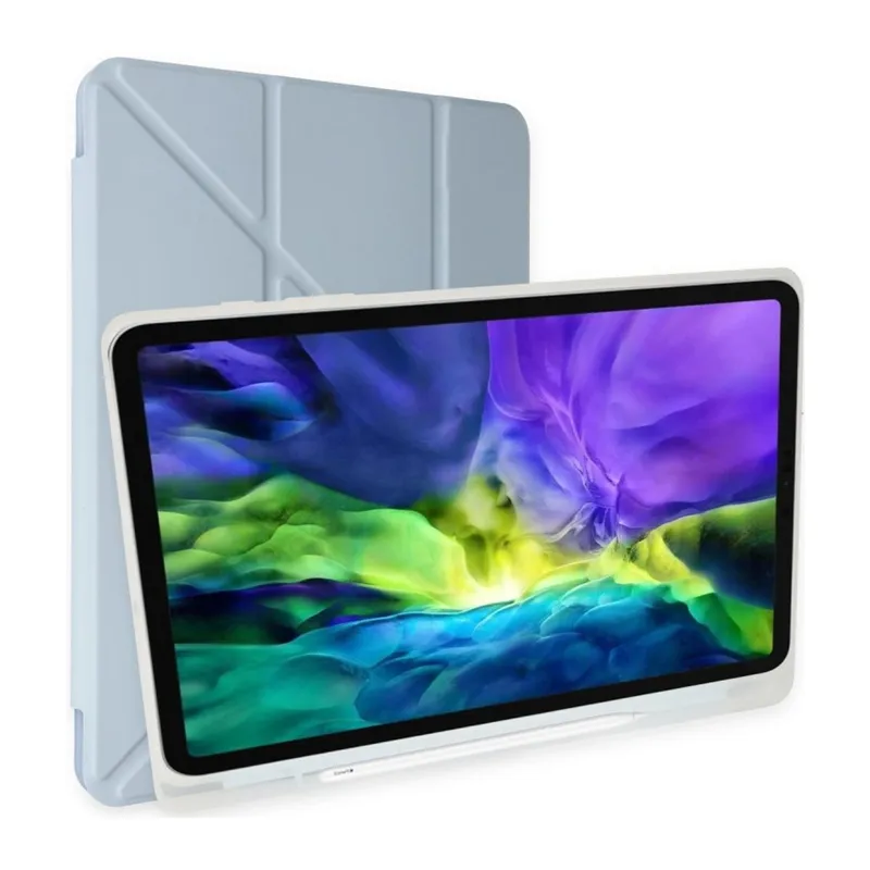 İpad 10.2 (8.nesil) Kılıf Kalemlikli Mars Tablet Kılıfı - Mavi