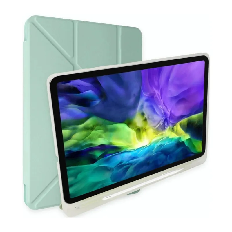 İpad 10.2 (8.nesil) Kılıf Kalemlikli Mars Tablet Kılıfı - Açık Yeşil