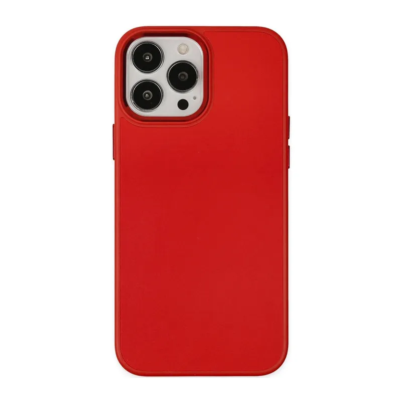 İphone 13 Pro Max Kılıf Asya Deri Silikon - Kırmızı