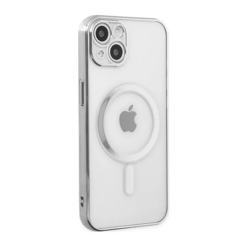 İphone 14 Plus Kılıf Magneticsafe Lazer Silikon - Gümüş