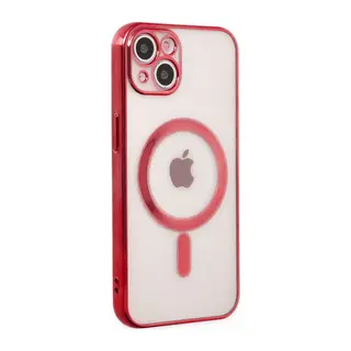 İphone 14 Plus Kılıf Magneticsafe Lazer Silikon - Kırmızı