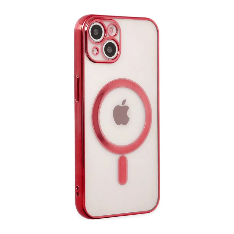 İphone 14 Plus Kılıf Magneticsafe Lazer Silikon - Kırmızı